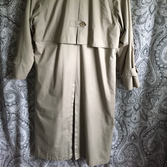 LONDON FOG TRENCH -BELTED -PEPLEM SPLIT BACK COLLAR- ZIP IN LINING LONG SZ 10 P - Picture 6 of 7